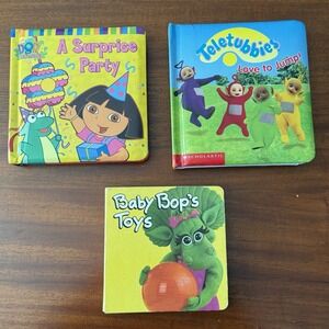 Lot of 3 Vintage Baby/Toddler Board Books – 1990s Y2K – Barney, Dora, Teletubbie